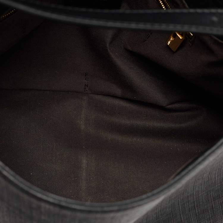 Pre Owned Fendi Black Zucchino Coated Canvas Mama Baguette Shoulder Bag