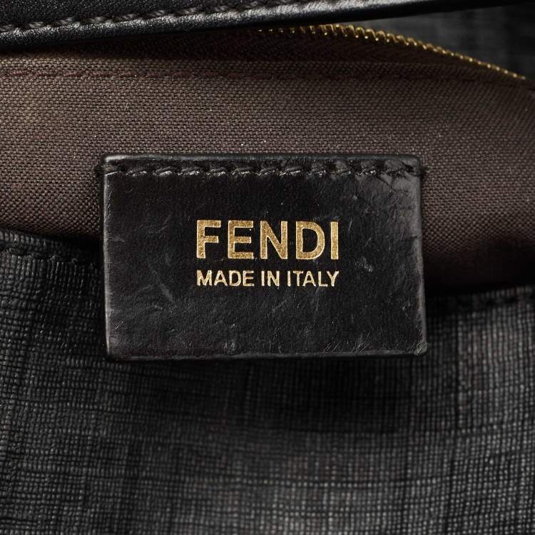 Pre Owned Fendi Black Zucchino Coated Canvas Mama Baguette Shoulder Bag