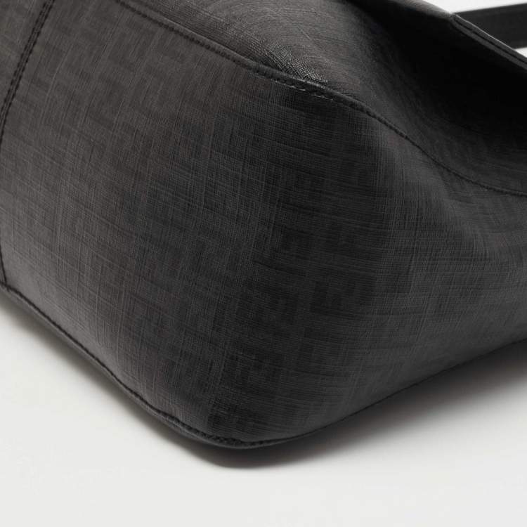 Pre Owned Fendi Black Zucchino Coated Canvas Mama Baguette Shoulder Bag