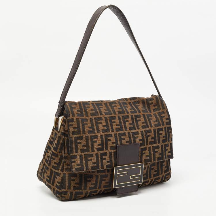Pre Owned Fendi Tobacco Zucca Canvas and Leather Large Mama Forever Shoulder Bag