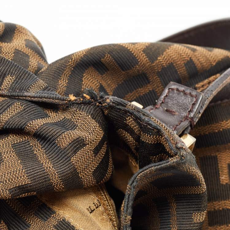 Pre Owned Fendi Tobacco Zucca Canvas and Leather Large Mama Forever Shoulder Bag