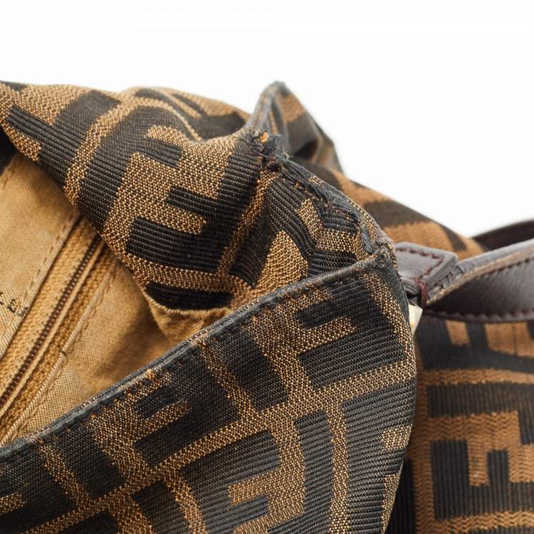 Pre Owned Fendi Tobacco Zucca Canvas and Leather Large Mama Forever Shoulder Bag