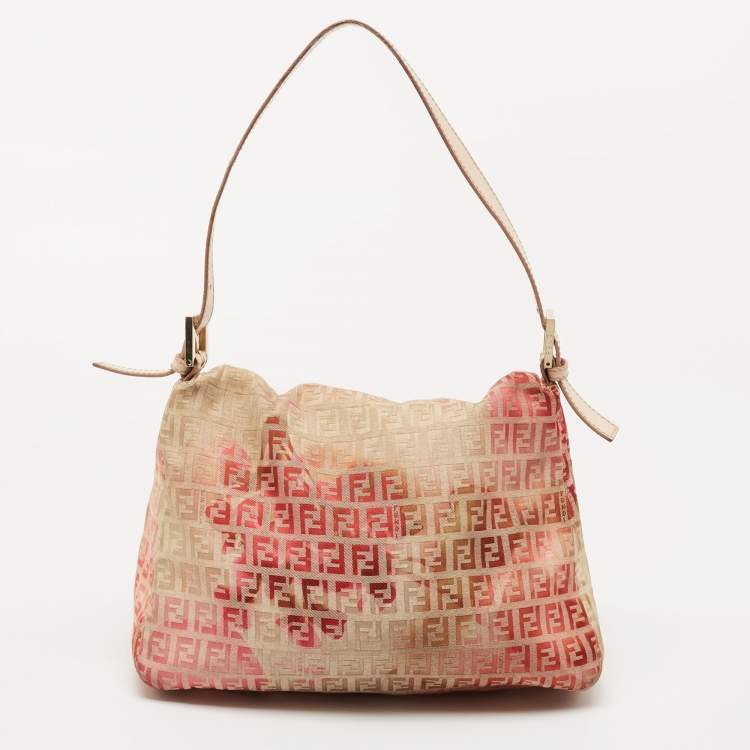 مملوكة مسبقًا Fendi Pink/Beige Zucchino Canvas Mama Baguette Shoulder Bag
