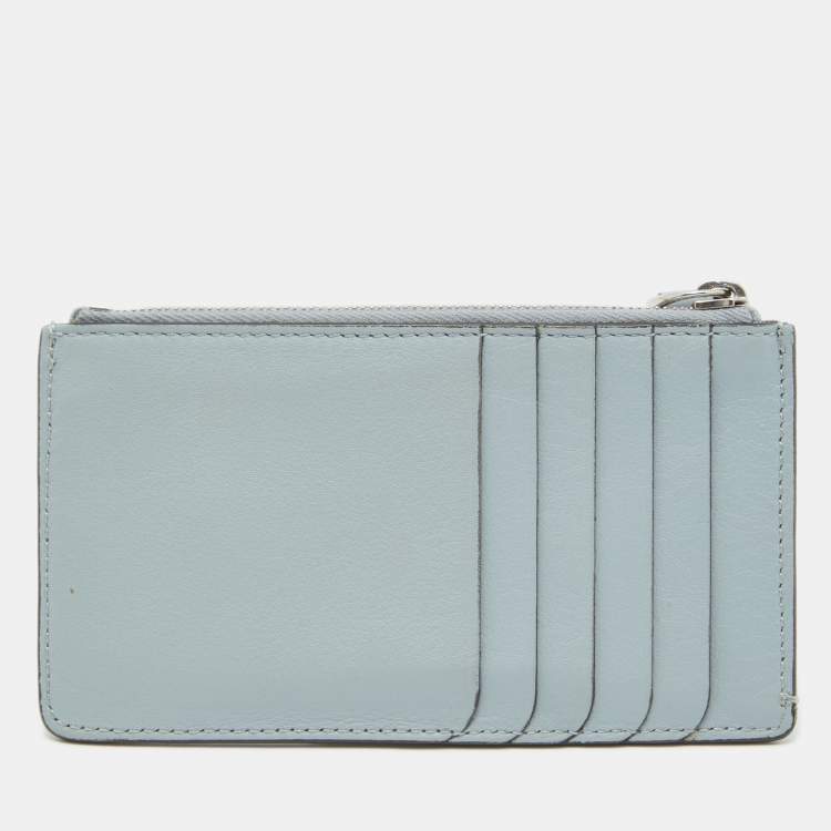Pre Owned Fendi Light Blue Leather Monster Card Holder