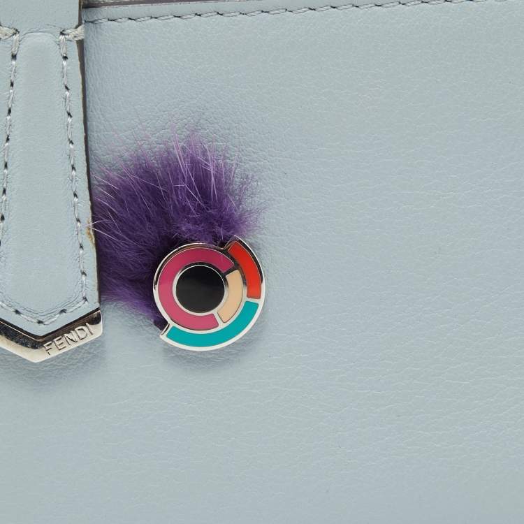 Pre Owned Fendi Light Blue Leather Monster Card Holder