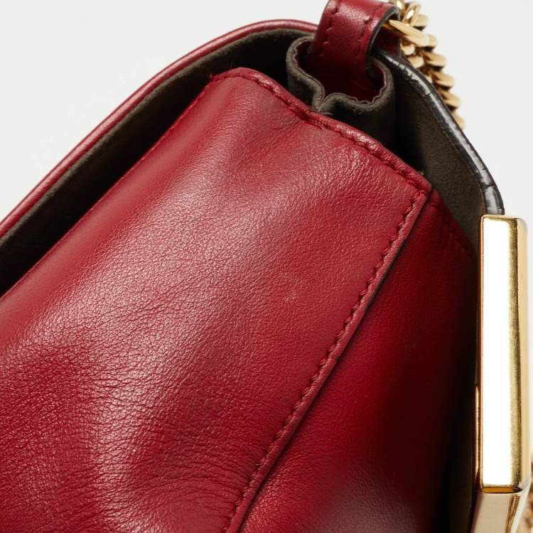 Pre Owned Fendi Tobacco/Red Zucca Coated Canvas and Leather Double F Top Handle Bag