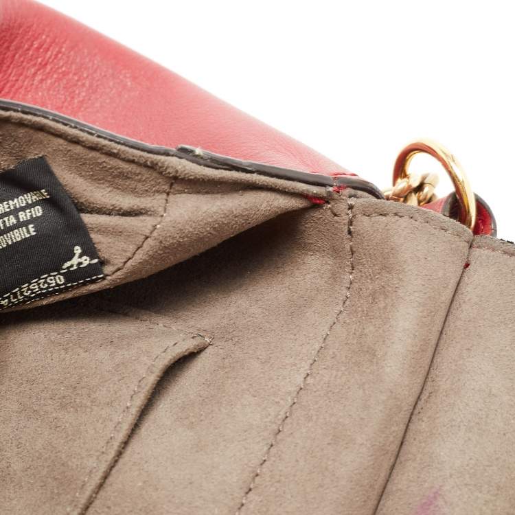 Pre Owned Fendi Tobacco/Red Zucca Coated Canvas and Leather Double F Top Handle Bag