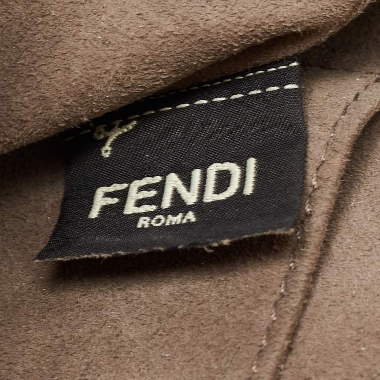 Pre Owned Fendi Tobacco/Red Zucca Coated Canvas and Leather Double F Top Handle Bag