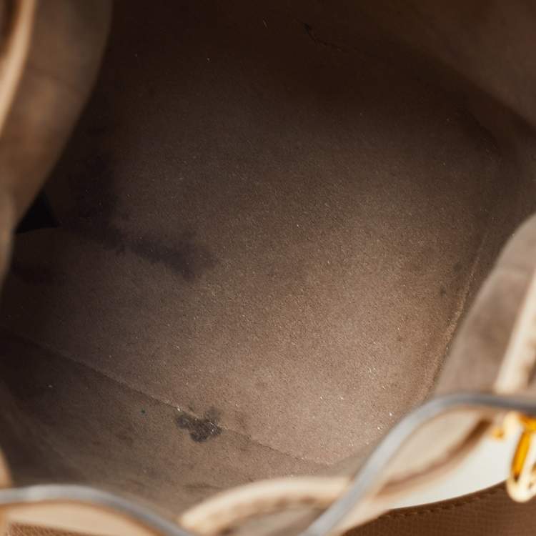 Pre Owned Fendi Beige Leather Mini Mon Tresor Drawstring Bucket Bag