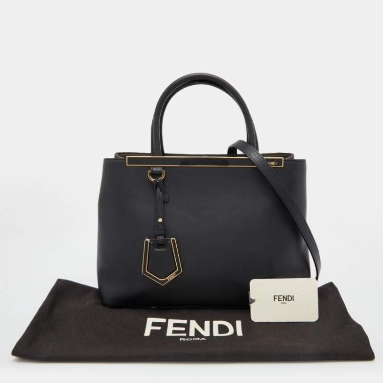 Pre Owned Fendi Black Leather Petite 2Jours Tote