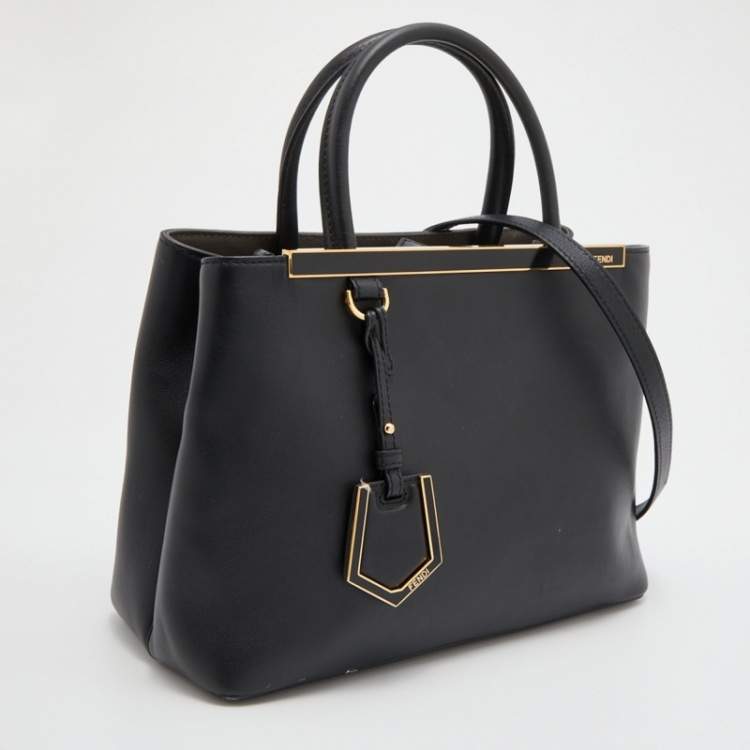 Pre Owned Fendi Black Leather Petite 2Jours Tote