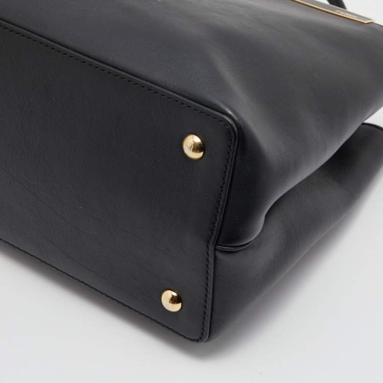Pre Owned Fendi Black Leather Petite 2Jours Tote