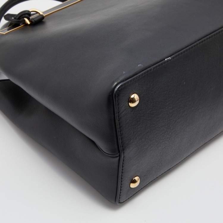 Pre Owned Fendi Black Leather Petite 2Jours Tote