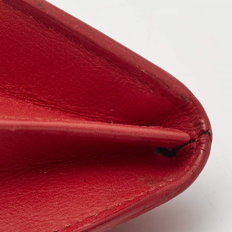 Pre Owned Fendi Orange Zucchino Patent Leather Mia Flap Continental Wallet