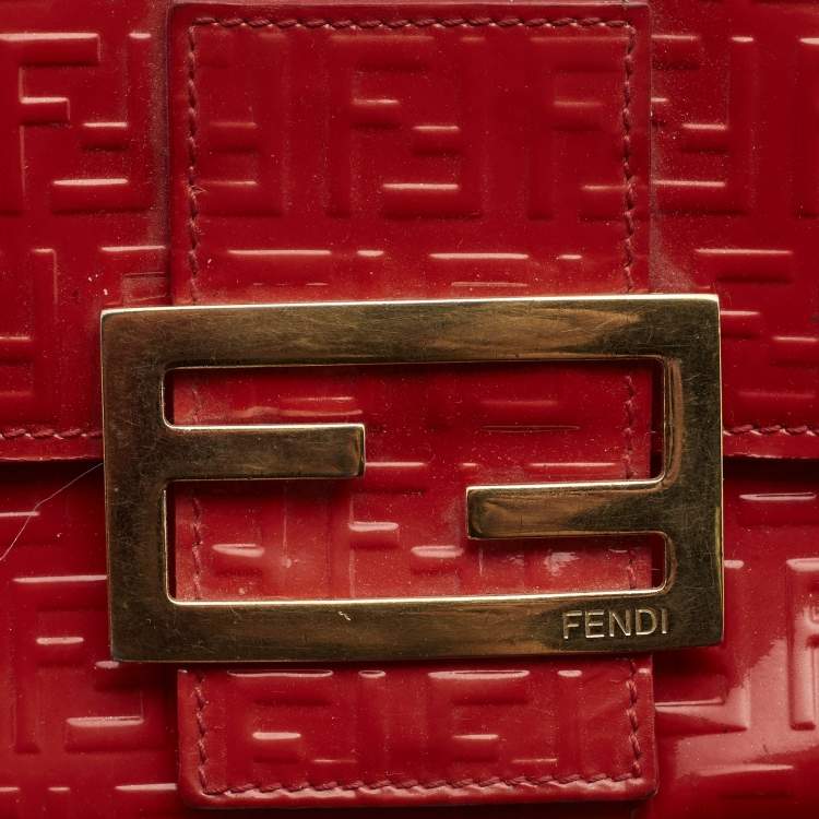 Pre Owned Fendi Orange Zucchino Patent Leather Mia Flap Continental Wallet