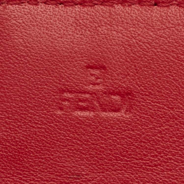 Pre Owned Fendi Orange Zucchino Patent Leather Mia Flap Continental Wallet