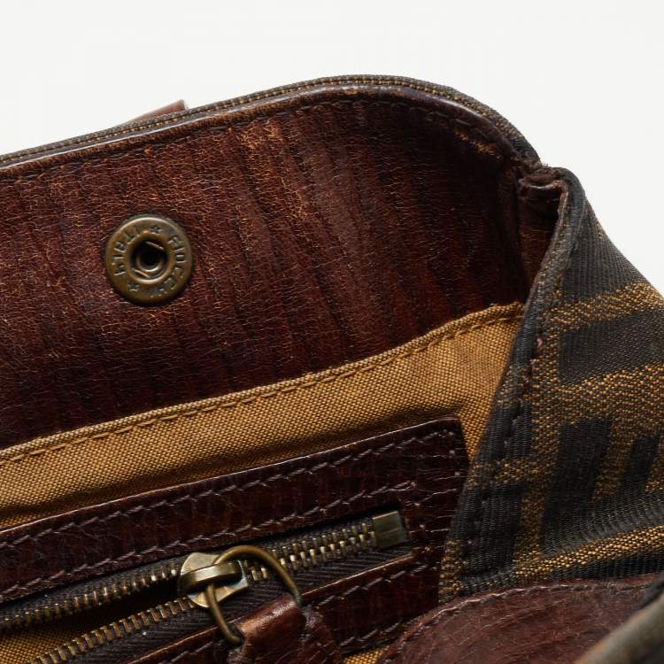 Pre Owned Fendi Tobacco Zucca Canvas and Leather Chef De Jour Tote
