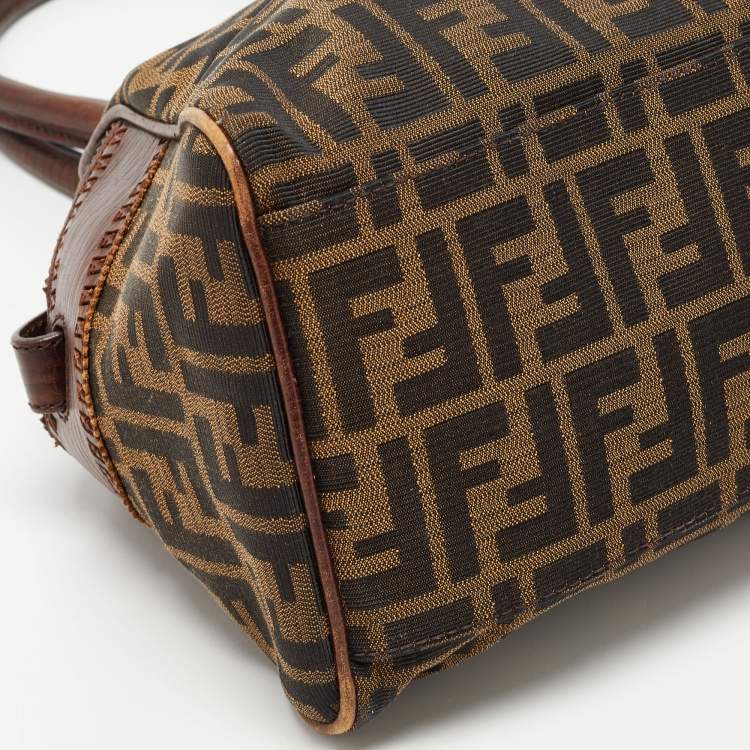 Pre Owned Fendi Tobacco Zucca Canvas and Leather Chef De Jour Tote
