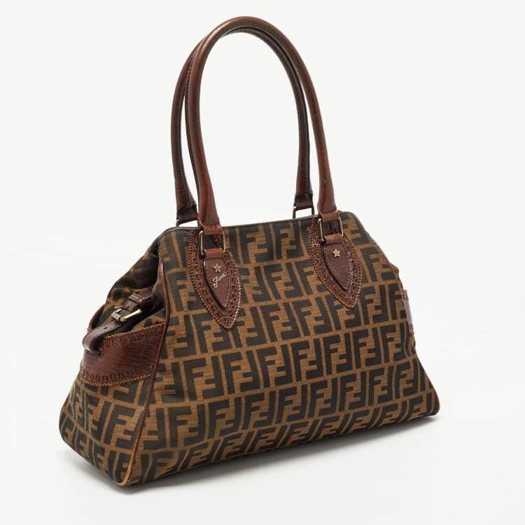 Pre Owned Fendi Tobacco Zucca Canvas and Leather Chef De Jour Tote