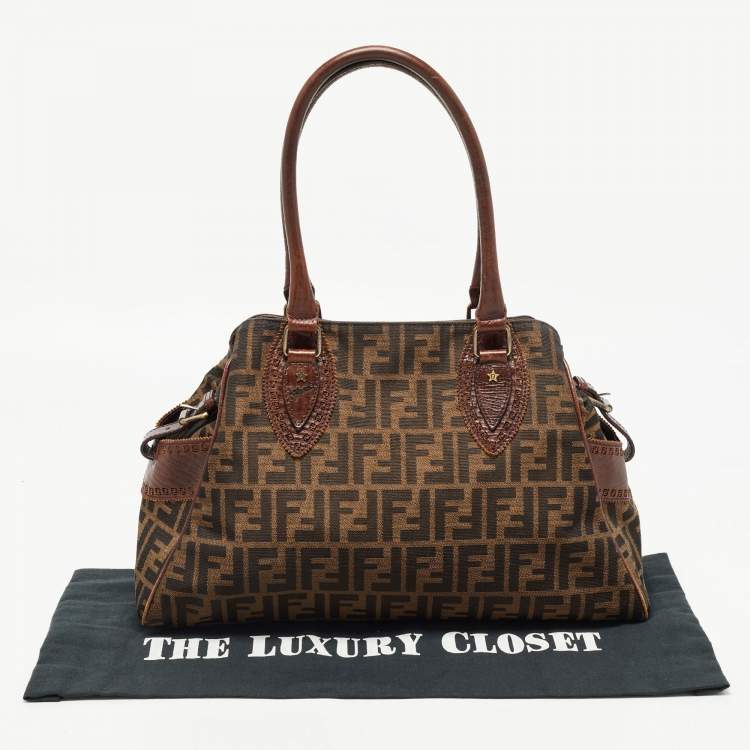 Pre Owned Fendi Tobacco Zucca Canvas and Leather Chef De Jour Tote