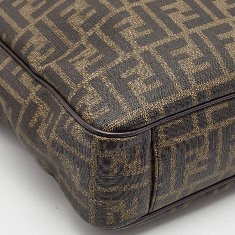 Pre Owned Fendi Tobacco Zucca Coated Canvas Laptop Bag