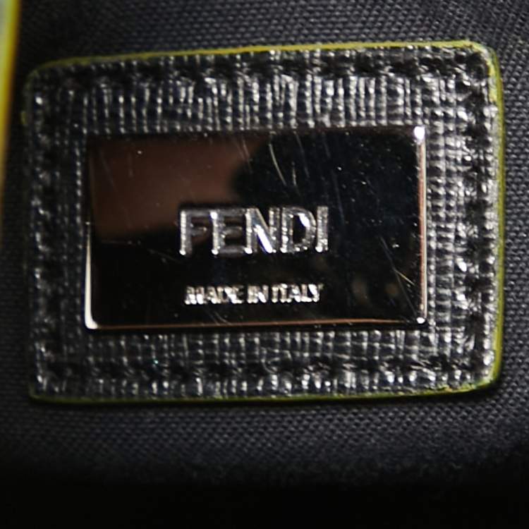 Pre Owned Fendi Black Leather and Shearling Logo Petite Sac 2jours Tote