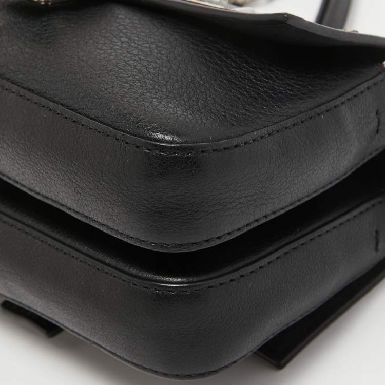 Pre Owned Fendi Black Leather and Watersnake Monster Micro Double Baguette Bag