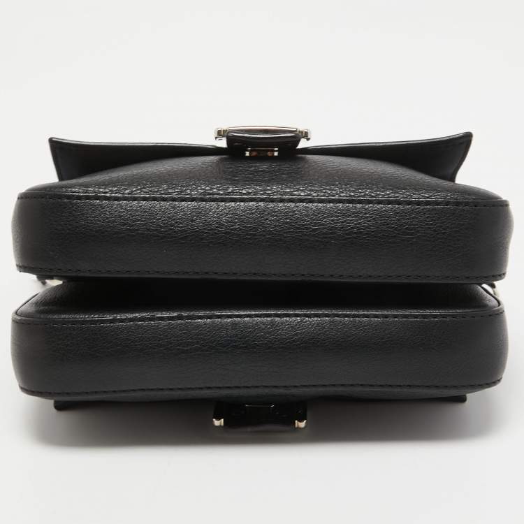 Pre Owned Fendi Black Leather and Watersnake Monster Micro Double Baguette Bag