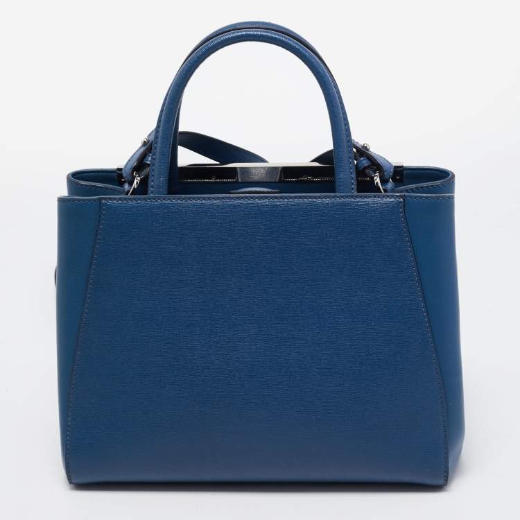 Pre Owned Fendi Blue Leather Mini 2jours Tote
