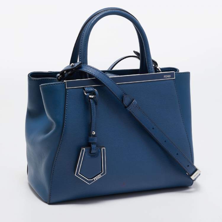 Pre Owned Fendi Blue Leather Mini 2jours Tote