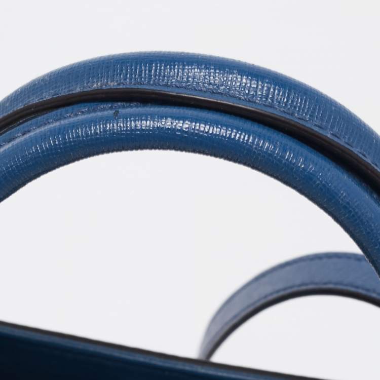 Pre Owned Fendi Blue Leather Mini 2jours Tote