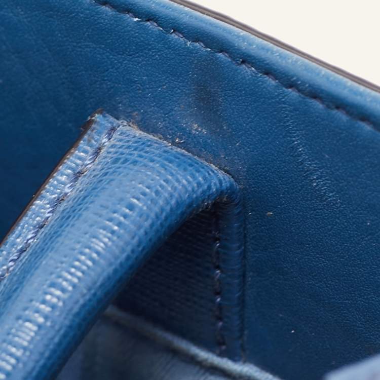 Pre Owned Fendi Blue Leather Mini 2jours Tote