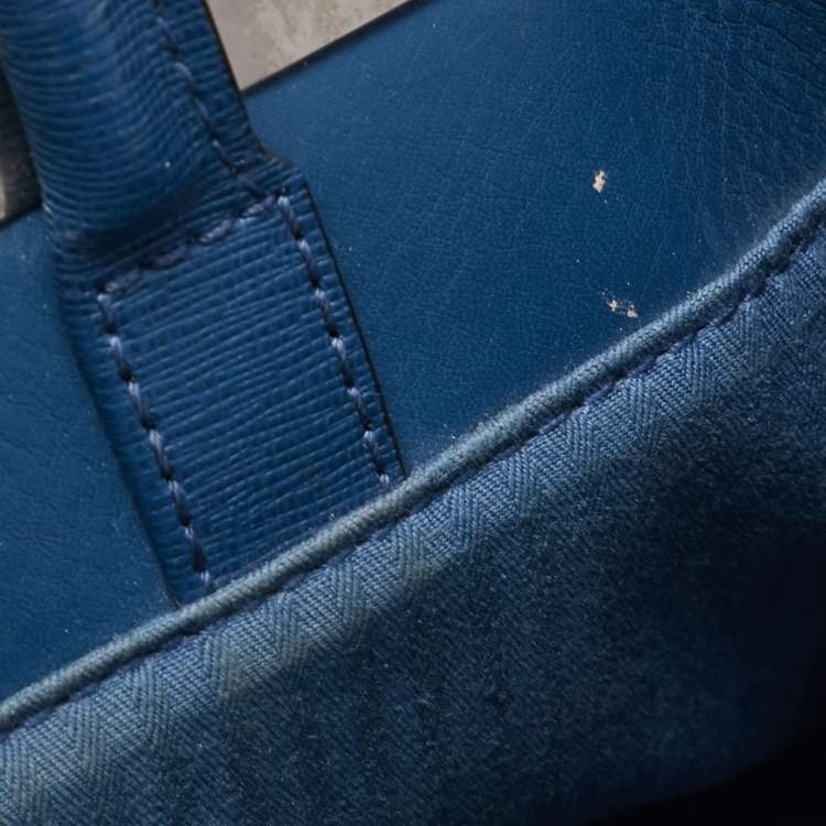 Pre Owned Fendi Blue Leather Mini 2jours Tote