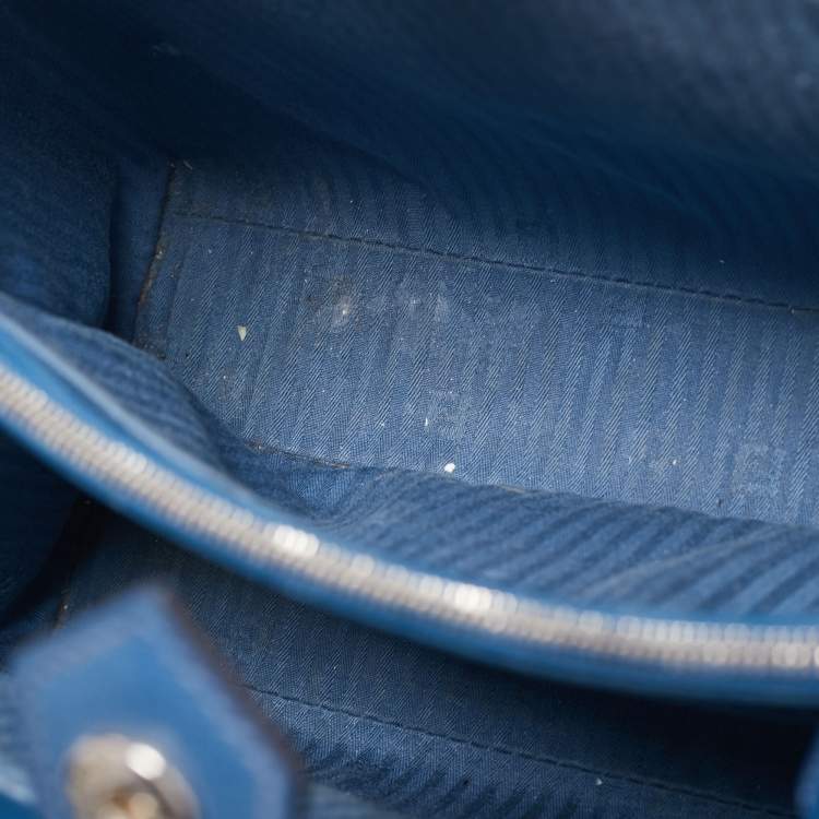 Pre Owned Fendi Blue Leather Mini 2jours Tote