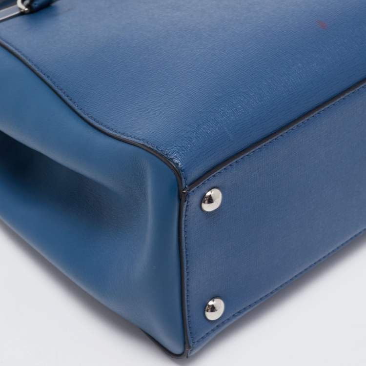 Pre Owned Fendi Blue Leather Mini 2jours Tote