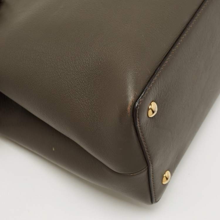 Pre Owned Fendi Grey Leather Small 2Jours Tote