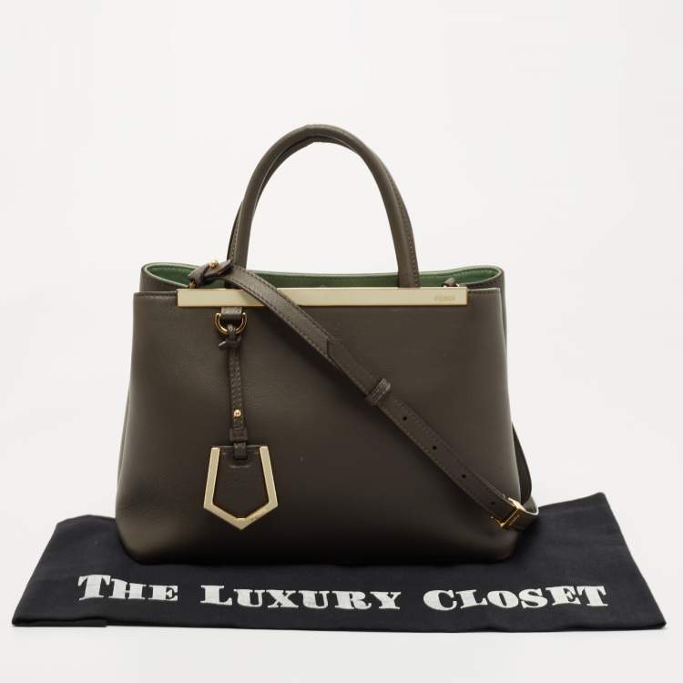 Pre Owned Fendi Grey Leather Small 2Jours Tote