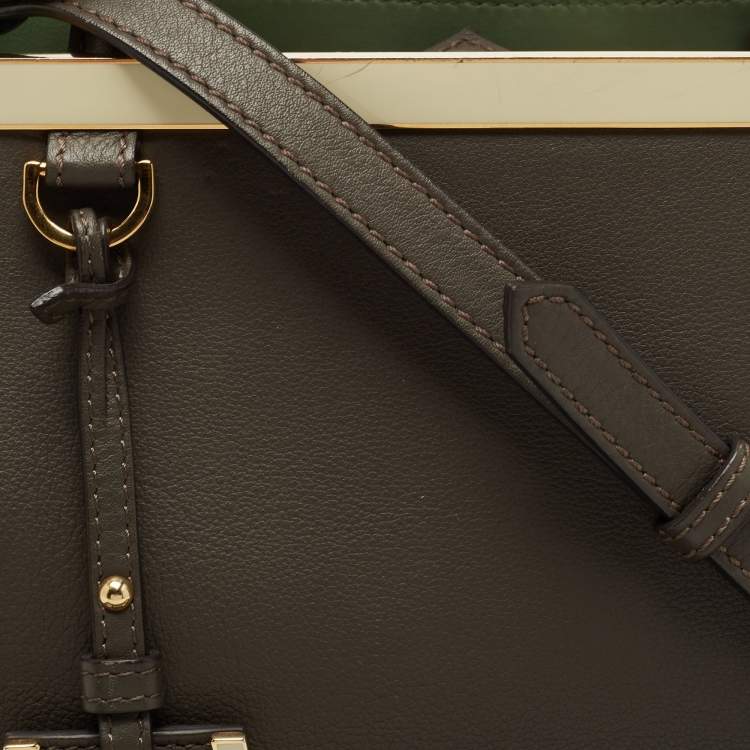 Pre Owned Fendi Grey Leather Small 2Jours Tote