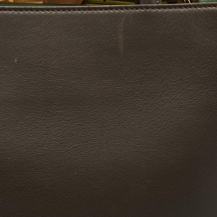 Pre Owned Fendi Grey Leather Small 2Jours Tote