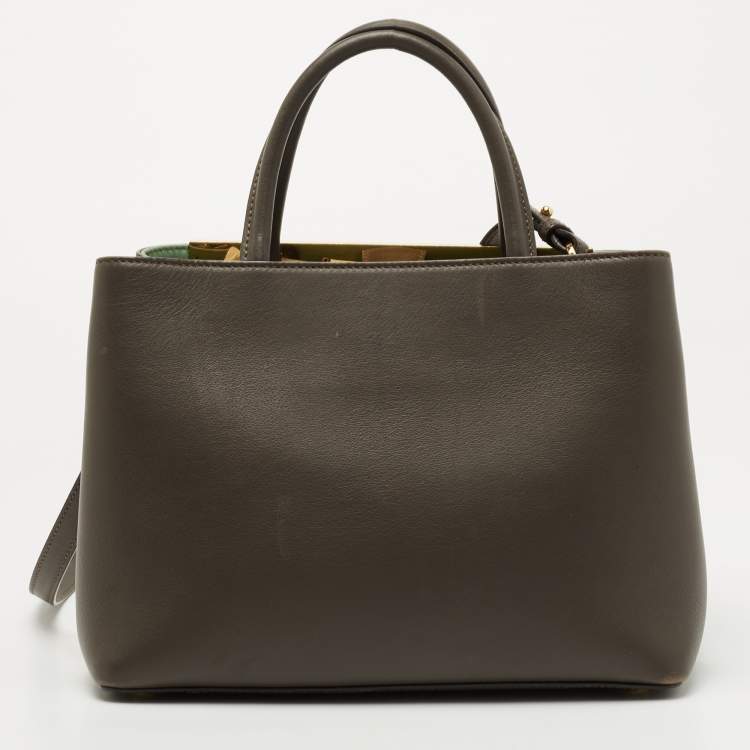 Pre Owned Fendi Grey Leather Small 2Jours Tote
