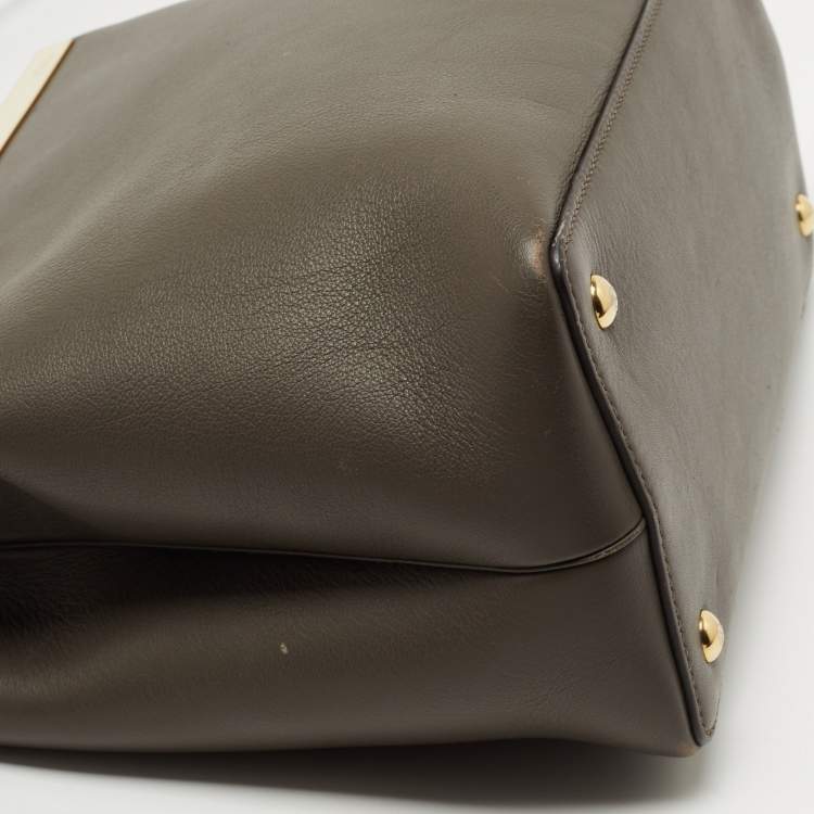 Pre Owned Fendi Grey Leather Small 2Jours Tote