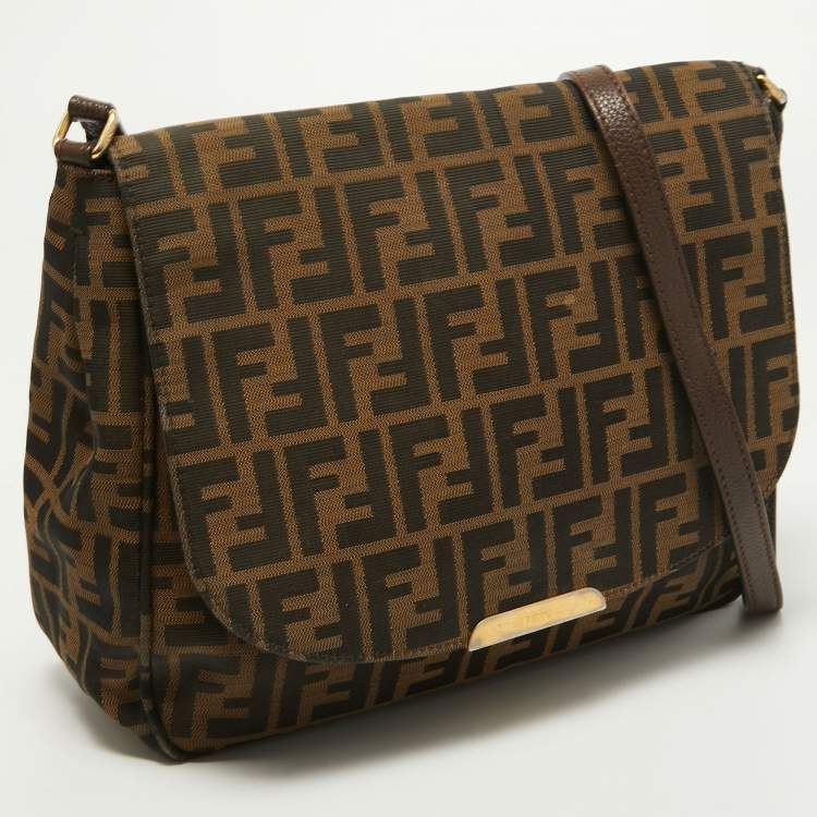 Pre Owned Fendi Tobacco Zucca Canvas Messenger Bag