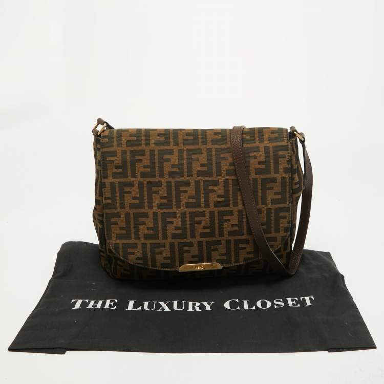 Pre Owned Fendi Tobacco Zucca Canvas Messenger Bag