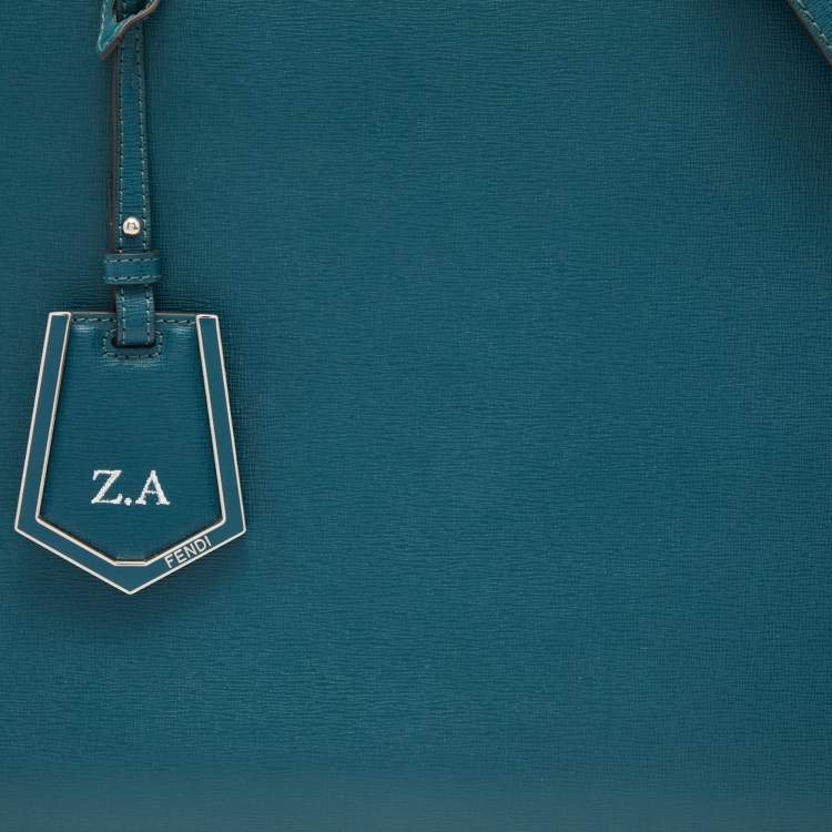 Pre Owned Fendi Teal Blue Leather Medium 2Jours Tote