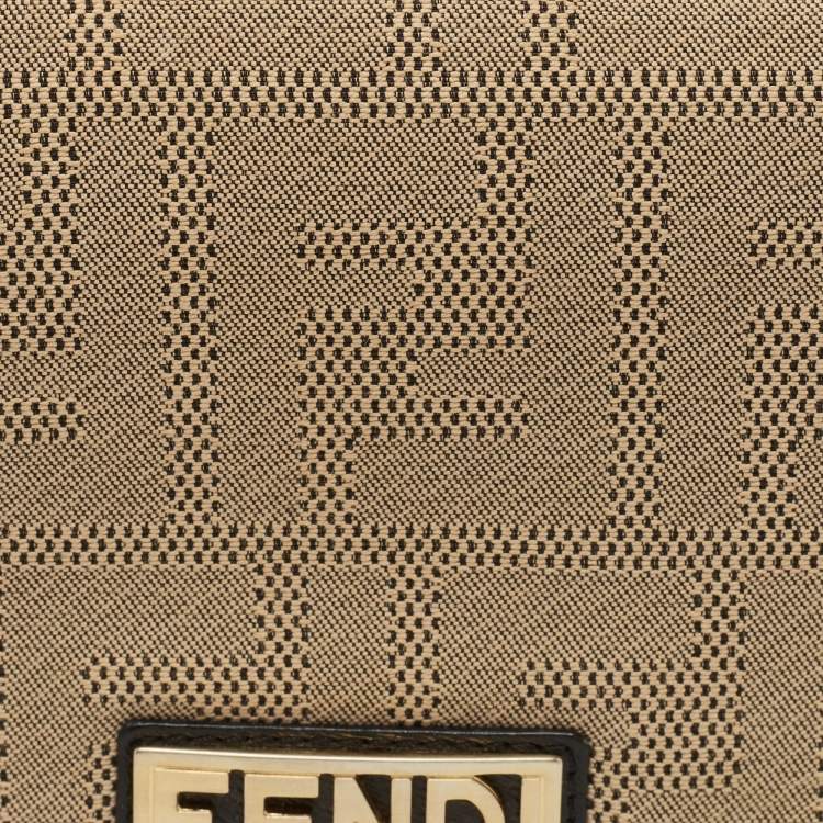 Pre Owned Fendi Beige Zucca Canvas Flap Continental Wallet