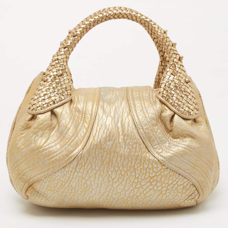 Pre Owned Fendi Gold Leather Mini Spy Bag