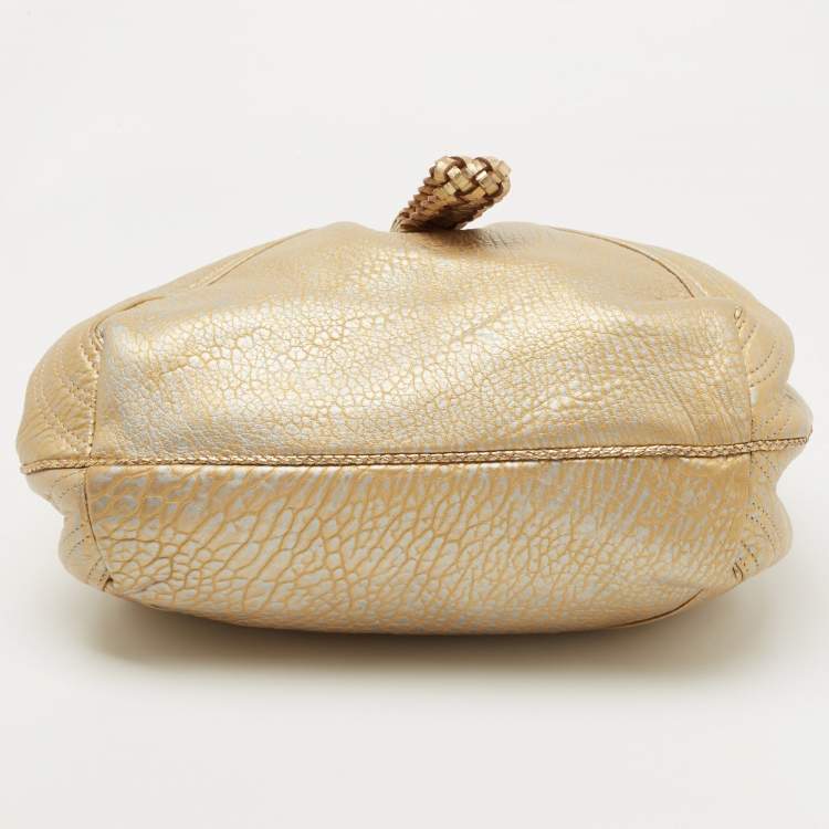 Pre Owned Fendi Gold Leather Mini Spy Bag