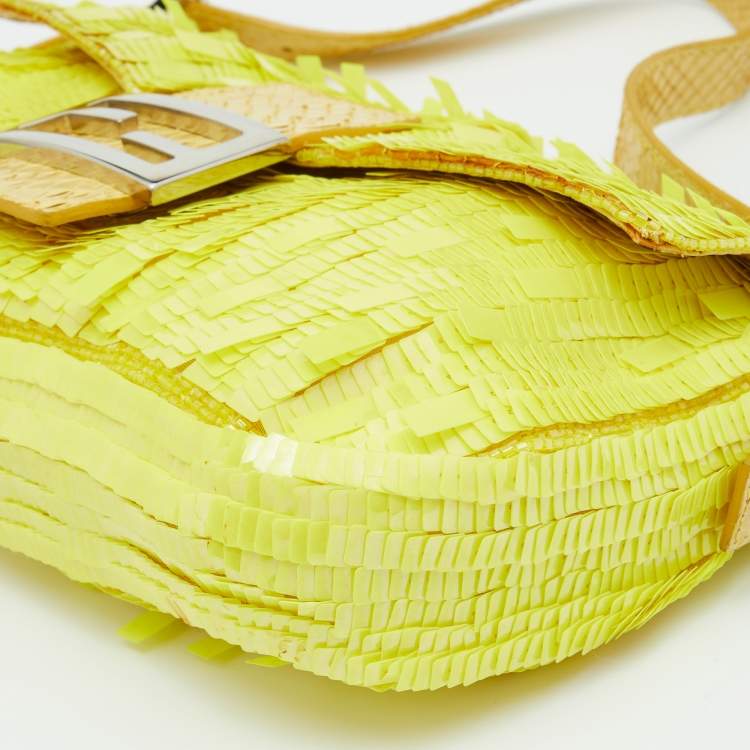 Pre Owned Fendi Yellow Sequins, Beads and Python Baguette Bag