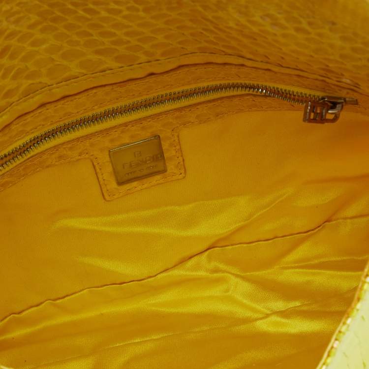Pre Owned Fendi Yellow Sequins, Beads and Python Baguette Bag