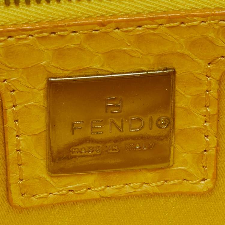 Pre Owned Fendi Yellow Sequins, Beads and Python Baguette Bag